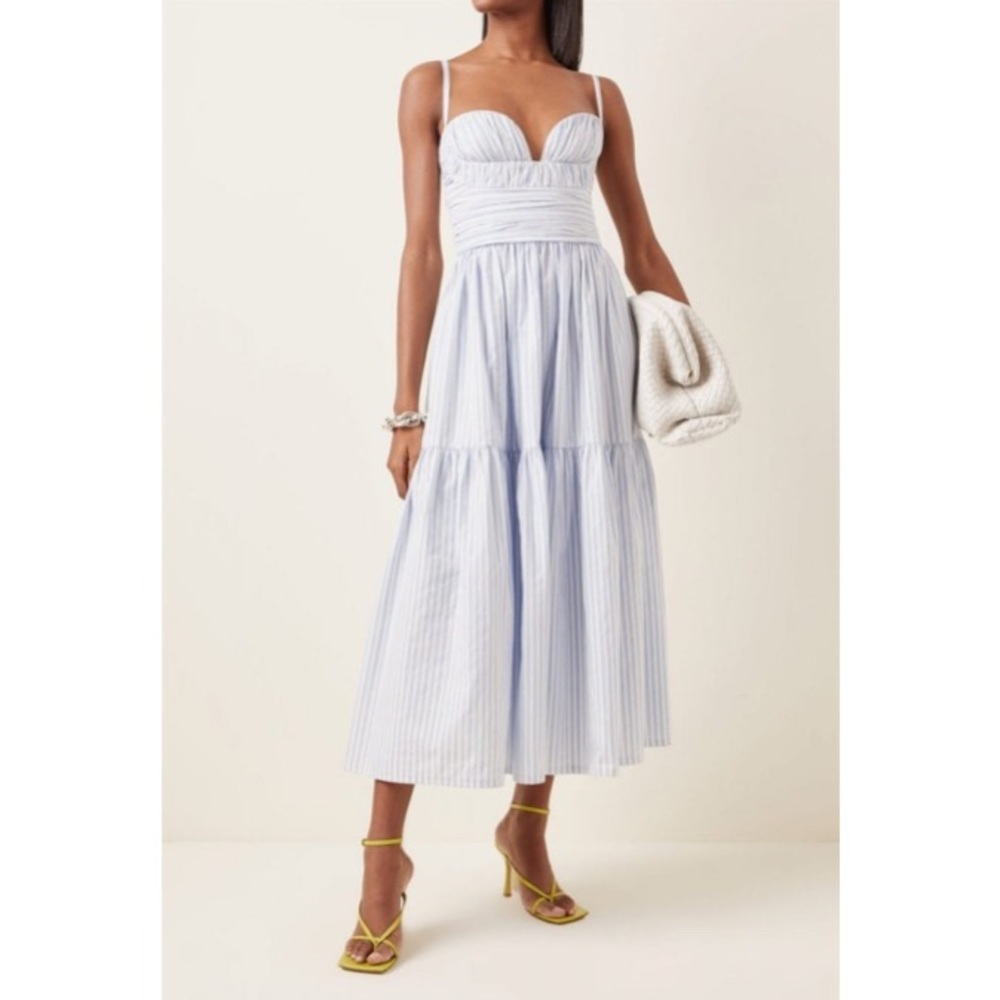 Carolina Herrera Light Blue Striped Midi Dress